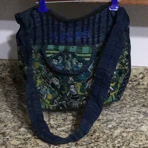 Original Blue Green, White Purse, Made in Honduras - Picture 3 of 3